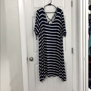 Blue and white stripped dress